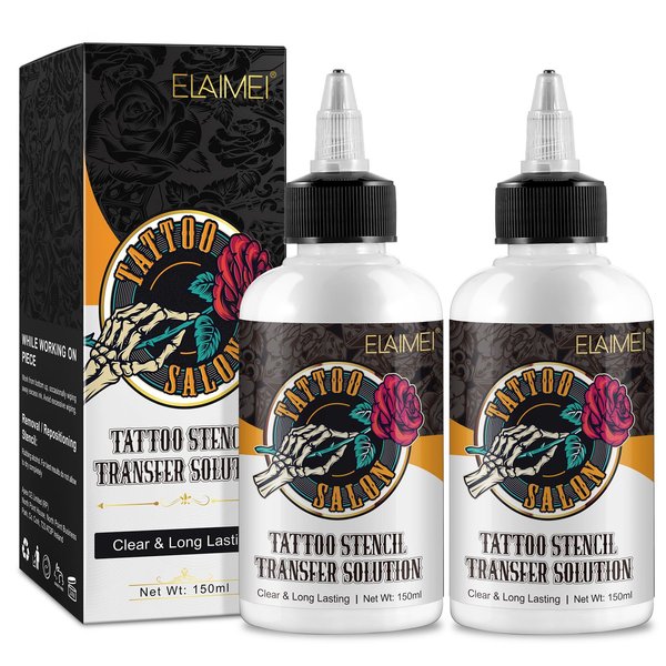 2x Tattoo Stencil Gel Solution 150ml Professional Tattoo Stencil Transfer Gel Stencil Primer Stuff Transfer Cream Gel for Tattooing Stickers Paper Machine Soap Tattoo Supplies - Clear & Long-Lasting