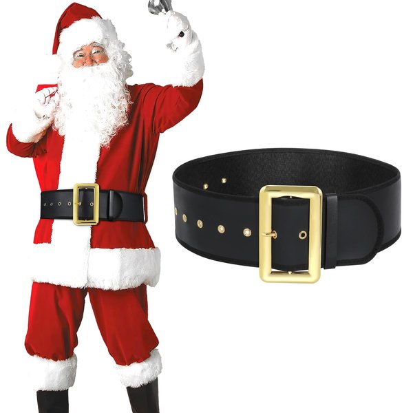 JASGOOD Christmas Santa Belt for Adults Black Pirate Belt Men Women Santa Claus Belt for Cosplay Novelty Costume Accessory