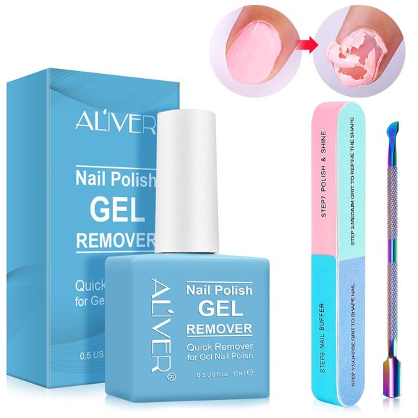 Nail Polish Remover, (3PCS) Gel Nail Polish Remover, Professional Removes Soak-Off Gel Nail Polish and UV Art Nail Lacquer, Don't Hurt Your Nails - 15Ml