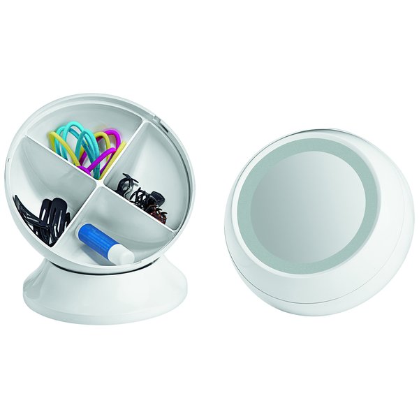 Conair Round Shaped Single-Sided Lighted Makeup Mirror; 3x magnification; White