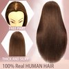 Female Mannequin Head with 100% Real Human Hair, 22"-24"Nature Brown Cosmetology Manikin Head Hair Styling Hairdressing Practice Cutting Styling Training Doll Heads with Clamp Holder clips and comb