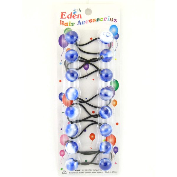 Eden Twinbead Marbled Ponytail Elastics - 10 Ct. (Blue & White)