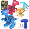 Dinosaur Toys for 6 7 8 9 Years Old Boys, Take Apart Dinosaur Toys for Kids with Electric Drill, STEM Construction Education Building Toy with Led Light Walking Toys Party Birthday Gifts