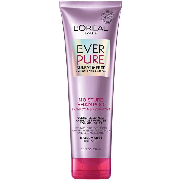 L’Oréal Paris Moisture Sulfate Free Shampoo, Hair Care for Color-Treated Hair with Rosemary Botanicals, EverPure, 8.5 Fl Oz