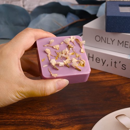 Sakolla 2 Pack 6 Cavity Silicone Soap Molds Square Bar Silicone Molds for Soap Making Supplies DIY Cupcake, Cheesecake, Cornbread, Muffin Molds Tray