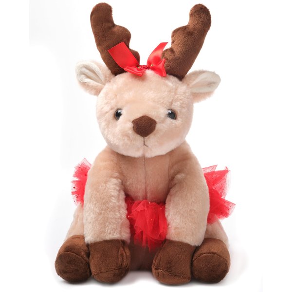 Bearington Dazzling Dancer Ballerina Plush, 13 Inch Stuffed Reindeer, Christmas Stuffed Animal