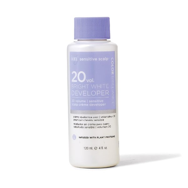 Ion Bright White Sensitive Scalp Developer 20 Volume, Vegan, Cruelty-Free, Paraben-Free, Infused with Plant Proteins, Argan Oil, Aloe Vera, Coconut Oil, 4 Ounce