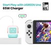 UGREEN Uno Charger 65W USB C Charger Nexode 3-Port GaN Charger Compact Fast USB C Power Adapter for MacBook Pro/Air, XPS 13, Note 20/10+, iPhone 16, Galaxy S24/S23, Steam Deck, ROG All(Pink Blue)