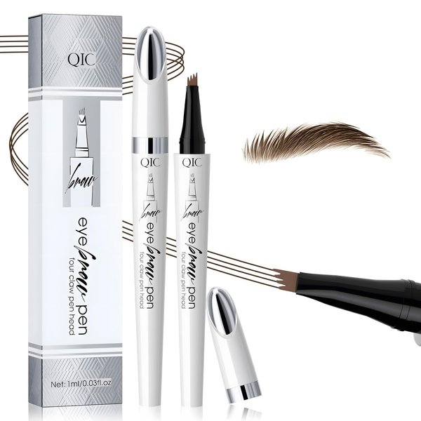 Kaemgyyd 2024 New Microblading Eyebrow Pen, 3D Waterproof Magic Eyebrow Pencil, Natural Brow Pencils for Women with 4-Fork-Tip,Last All-Day (Dark Brown)