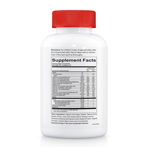 SmartyPants Kids Complete Gummy Vitamins: Multivitamin & Omega 3 DHA/EPA Fish Oil, Methyl B12, Vitamin D3, limited Valuesize pack of 180 count Total