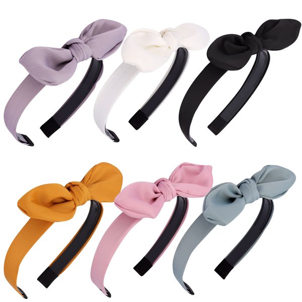 Jaciya Bow Headbands for Women Non Slip Fashion Knotted Thin Headband with Bow Cute Top Knot Hair Bands for Women Girls Bunny Ears Headband Hair Accessories