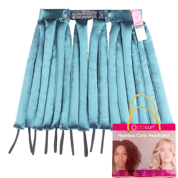 Octocurl Heatless Hair Curler - Satin Hair Curlers for Overnight Curls - Rollers Hair Curlers for Medium Hair - Hair Curlers to Sleep In - Heatless Curls Headband (Medium Length - Jade Mermaid)