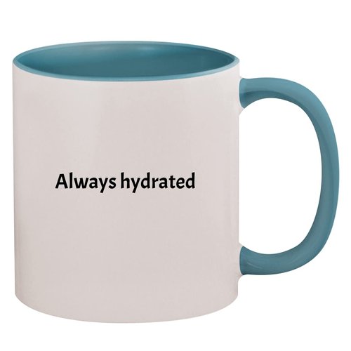 Molandra Products Always Hydrated - 11oz Ceramic Colored Inside & Handle Coffee Mug, Light Blue
