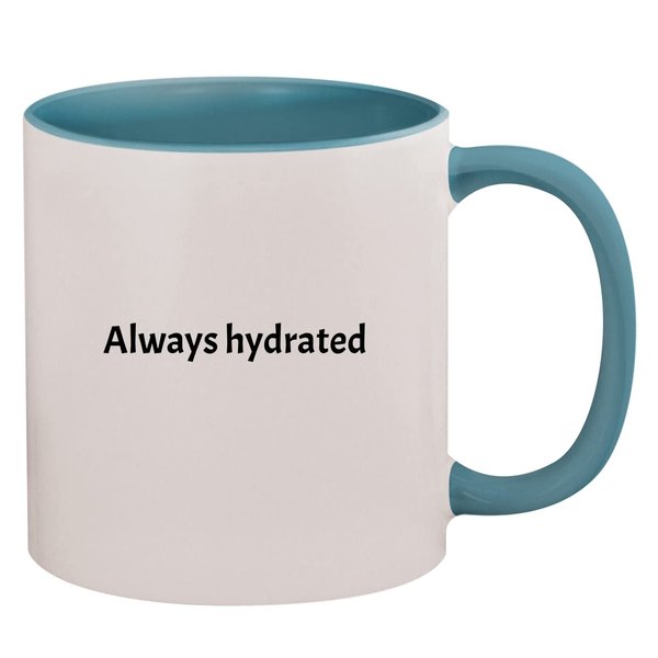 Molandra Products Always Hydrated - 11oz Ceramic Colored Inside & Handle Coffee Mug, Light Blue