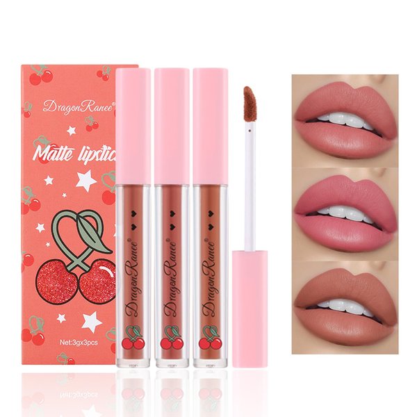 ZHISHUDL 3PCS Matte Nude Lipstick Set Liquid Lipstick Lip Gloss Set,Matte Velvety Lip Stick High Pigmented Lip Tint Lip Stain Set for Daily Makeups - Set C