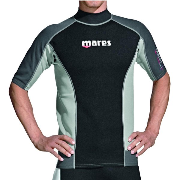 Mares Shorts Sleeve Trilastic Rash Guard, Black Grey, Medium