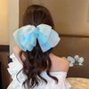 Outyua Blue Hair Bow Big Bow for Hair Tulle Light Blue Bow Colorful Barrette Hair Accessories for Women Girls