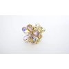 Small mini gold metal ab crystal flower hair claw clip