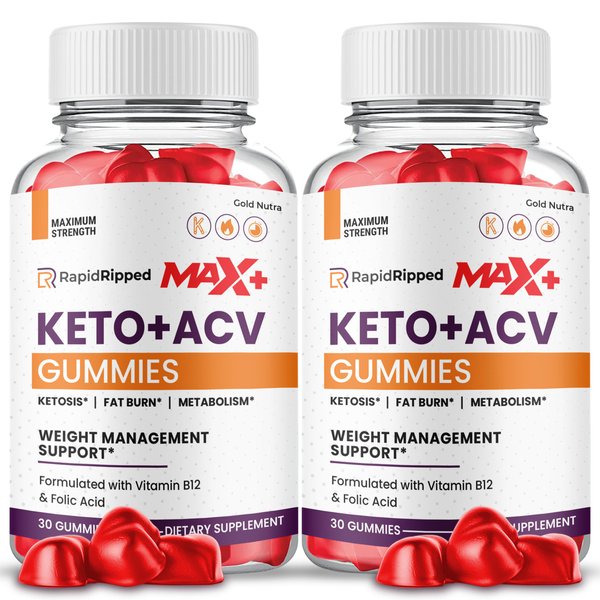 (2 Pack) Rapid Ripped Max+ ACV Gummies, Higher Potency, Official RapidRipped Max+ Gummies, 2X Stronger Apple Cider Vinegar Gummy, 2 Month Supply