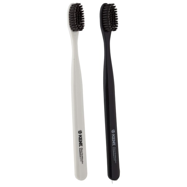 [Kent] Oral Care Charcoal toothbrush Slim teeth whitening brush for adults and children - Ultra Soft Bristles - Black & White - 4 Pieces