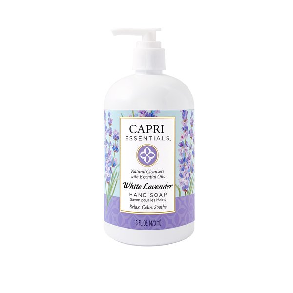 CAPRI ESSENTIALS White Lavender Natural Hand Soap – Liquid Hand Soap with Essential Oils – Plant-Based Liquid Soap – Chemical-Free Hand Wash Soap – Relaxing Natural Soap for Men & Women (16 oz)
