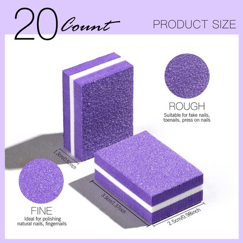 FANDAMEI Mini Nail Buffers and Files, 20 Count Mini Sponge Nail Buffer Block, 1PCS 100/180 Nail File and 1PCS 1000/4000 Nail Polishing Buffer. Professional Nail Buffer File Tools Kit for Nail Care