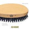 Kent MG2 Men's Oval Beechwood Hair Brush with Black Boar Bristles for Grooming, 360 Wave, Beard Straightening & Facial Care