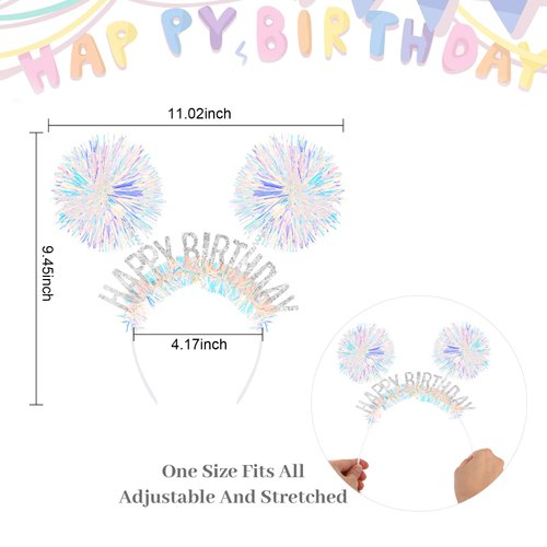 CAVETEE Birthday Crown for Women，Birthday Headband for Girls Birthday Girl Headband，Birthday Crown Adult Woman, Happy Birthday Headband for Girls Birthday Gifts Happy Birthday Decorations (Silver)