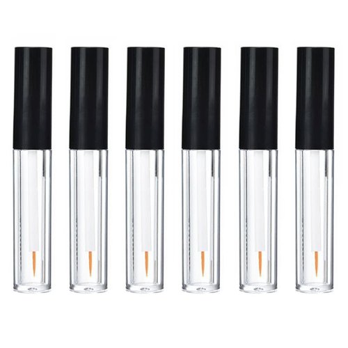 6PCS 0.06oz Empty Upscale Plastic Eyeliner Vials Tube Bottle Refillable Eyelash Growth Liquid Container Clear Mascara Bottle with Wand Applicators and Black Cap for Eyelash Eyebrow Growth Castor Oil