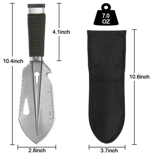 Backpacking Trowel Ultralight, Camping Shovel, Garden Trowel Hand Tool with Carrying Pouch for Hiking, Digging, Metal Detecting, Gardening Multitool Survival
