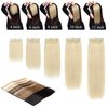 SEGO 2 Pcs Short Hair Extensions Clip in Human Hair 6 Inch 20g Hairpiece Human Hair Toppers for Women With Thinning Hair Adding Hair Volume /24 Natural Blonde