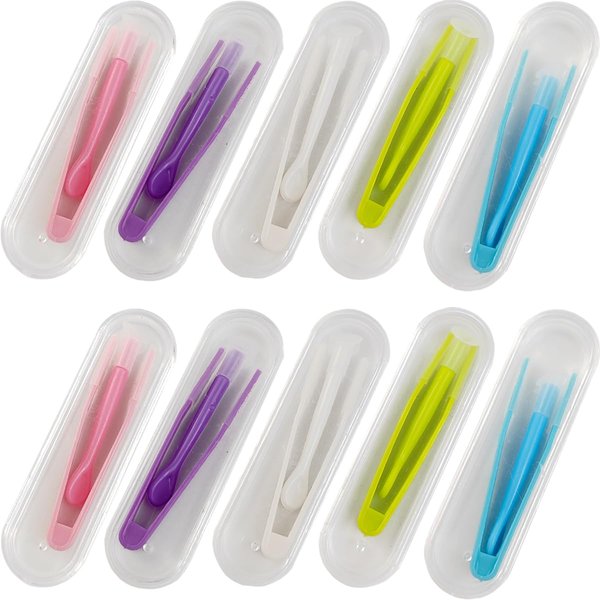 ROYHOO 15PCS Portable Contact Lens Stick Tool Case Set (Inserter/Remover+Tweezer with Soft Tip)