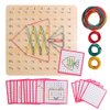 Skrtuan Wooden Geoboard with Rubber Bands, Montessori Educational Toy for Kids, Pattern Block Geo Board with Pattern Cards and Rubber Bands Create to Figures Shape STEM Puzzle Matrix Brain Teaser