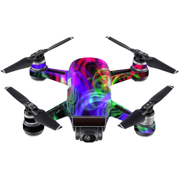 MightySkins Skin Compatible with DJI Spark Mini - Neon Splatter | Protective, Durable, and Unique Vinyl Decal wrap Cover | Easy to Apply, Remove, and Change Styles | Made in The USA