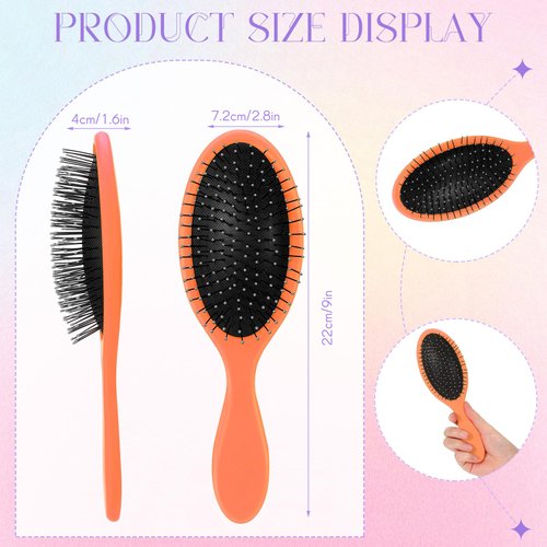 Nuenen 6 Pcs Detangling Wet Hair Brushes for Women Small Travel Brush Soft Bristles with Cushion Base Drying Detangler Brushes for Men Women Girls Boys(Many Colors)