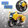 Die Cast Toy Motorcycle Model - Pull Back Vehicles with Sounds and Lights, Motorcycle Toys for Kids 3-9, for Youngsters who are into Collectible Scaled Cars and Motorcycles (Yellow)