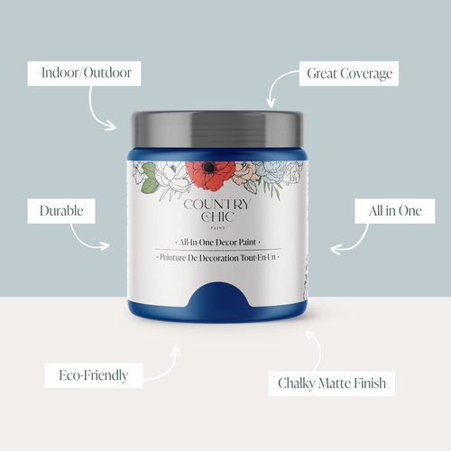 Country Chic Paint - Chalk Style All-in-One Paint for Furniture, Home Decor, Cabinets, Crafts, Eco-Friendly, Matte Paint, Bling Bling [Royal Blue] Sample 4oz