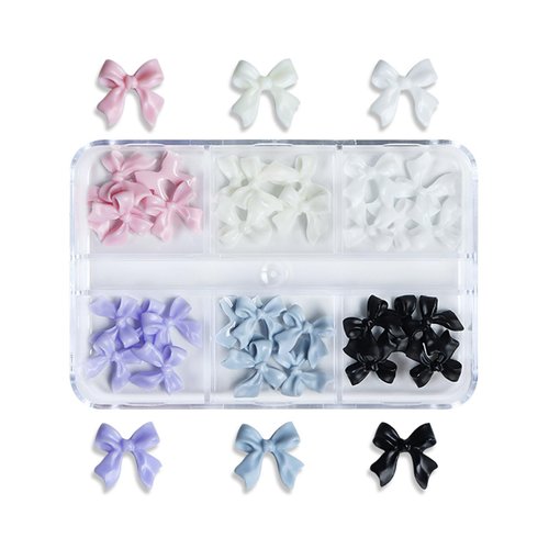 Colorful Bow-Knot Nail Charms 30 Pcs, 3D Cute Resin Bow-Knot Nail Art Charms with Mixed Colorful Designs Nail Accessories Resin Charms for Acrylic Nails DIY Nail Rhinestones