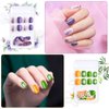 192 Pcs Short Square Press On False Nails With Design, TOROKOM Full Cover Artificial Fake Nails Short Fingernails Colorful...