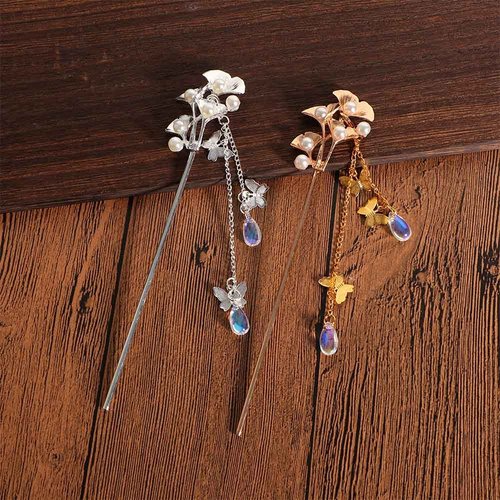 Leadigol Tassel Hairpin Ornaments Plate Hair Fork Fashion Classic Chinese Butterfly Tassel Hair Accessories