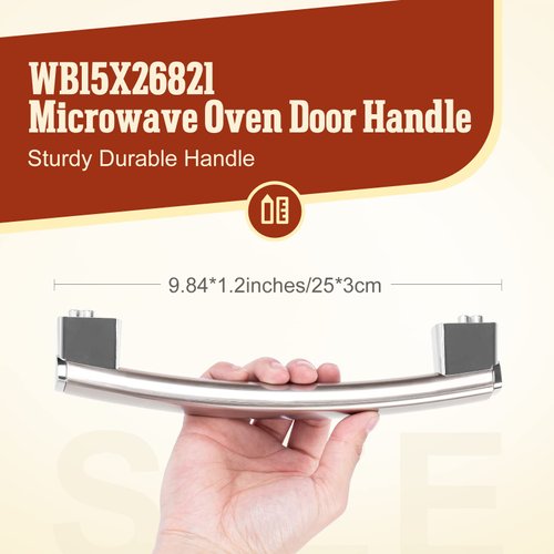 WB15X26821 Door Handle Replacement (Stainless) Compatible with GE Microwave Oven JVM6175SK2SS JVM7195SK3SS JVM6175SK1SS JVM6175EK2ES JVM7195SK1SS, 4464467 AP6024408 PS11736302 EAP11736302