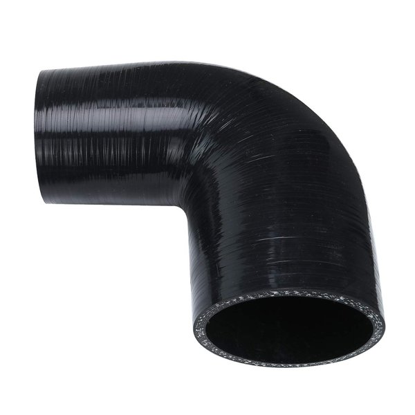 AC PERFORMANCE ID 2.5" to 3.5" (64mm to 89mm), 90 Degree Elbow Reducer Coupler, Leg Length 3.5" (90mm), Wall Thickness 0.2" (5mm), 4-Ply Reinforced, Universal Automotive Silicone Hose,Black