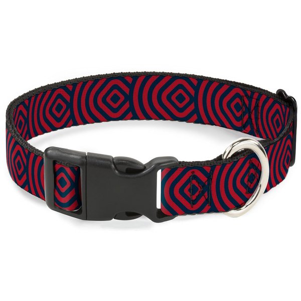 Buckle-Down 6-9" Square Target Red/Navy Plastic Clip Collar, Narrow Small