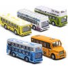 KIDAMI School Bus Toys Cars Set Die Cast Metal Toy Cars Double Decker City Bus Vehicles, Openable Doors, Pull Back Cars Play Toys for Birthday Gift Vehicle