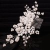 Teyglen Flower Bride Wedding Hair Comb Bridal Pearl Crystal Hair Side Comb Floral Rhinestone Hair Pieces for Bride Headpieces Hair Accessories for Women Girls