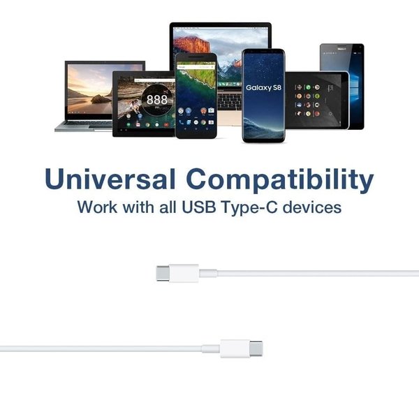 MYFON USB C to USB C Cable, Type C to Type C Cable, 2 Pack [3.3FT, 3.3FT], Fast Charging, High Speed Data Transfer, Android Phone Cable and More, Trustable (White)