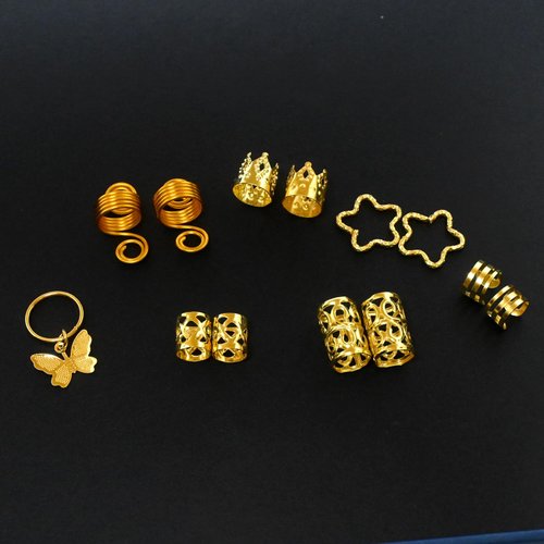 JUCCPUL 200 Pcs Hair Jewelry for Braids Accessories Loc Jewelry for Hair Dreadlock,Gold Hair Clips for Women, Hair Accessories for Braids Jewelry Decorations