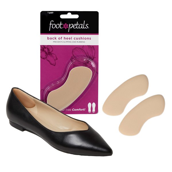 Foot Petals Womens Back of Heel Cushion Inserts, Heel Protectors, Comfortable Heel Grip for Pain Relief and Sizing, 3 pair, Khaki