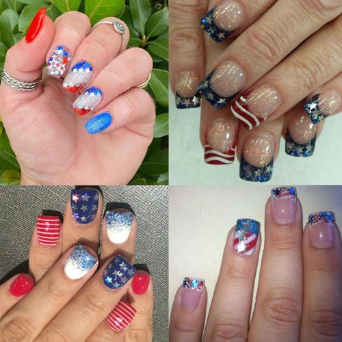12 Grids 4th of July Holographic Nail Art Glitters Sequins Independence Day Star Nail Sequins Red Blue Mixed Star Nail Glitter Laser Star Nail Shining Flakes Nail Decor for Women Girls Decorations