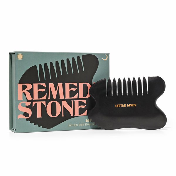 Little Lines Beauty Remedy Stone Bian Gua Sha for Skin Care, Facial Massage Tool for Face Sculpting & Lymphatic Drainage, Jawline Shaper, Scalp Massager, Reduce Double Chin, Wrinkles & Puffiness